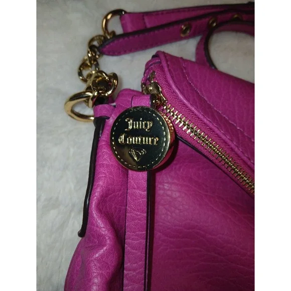 Women's Juicy Couture Crossbody Hobo Handbag Hot Pink Gold Medium - Picture 8 of 12